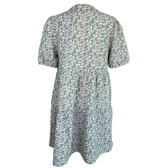 Marine Layer Mini Dress Size Medium Cotton Gauze Tiered Puffy Sleeves Floral - Picture 8 of 10